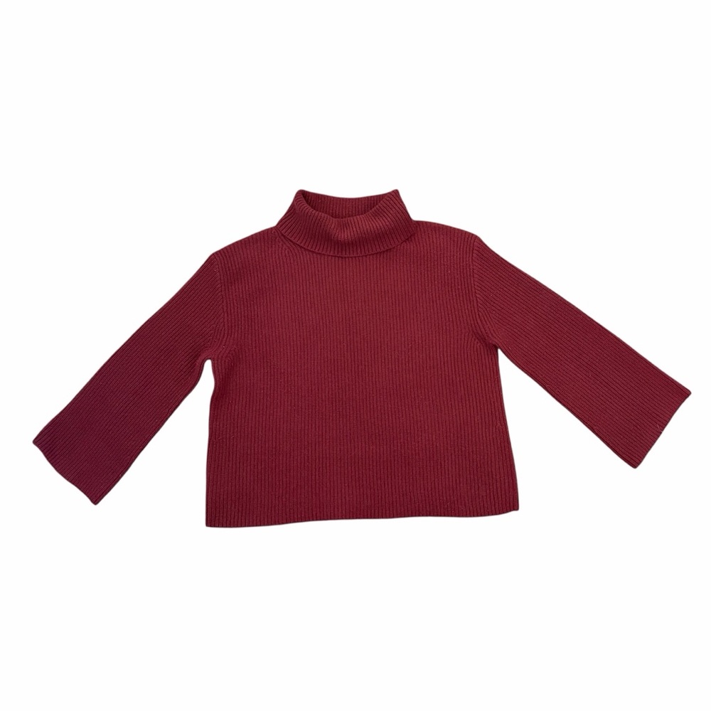 J Crew Sweater Wool Recycled Cashmere Relaxed Turtleneck Chunky Knit Burgundy XS